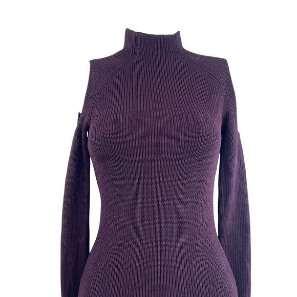 Aritzia Wilfred Bonnard Stretch Knit Cold Shoulder Sweater Noble Plum Size XS - Picture 8 of 13